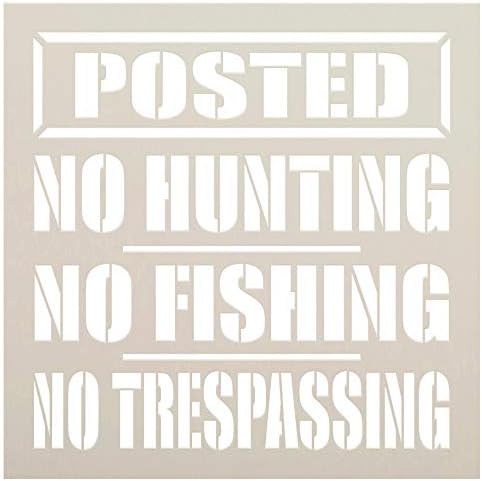 אין ציד ללא שבלונות דייג מאת Studior12 | DIY פורסם שלט אזהרה ללא הסגת גבול | מלאכה וצבע שלטי עץ חיצוניים | בחר מידה